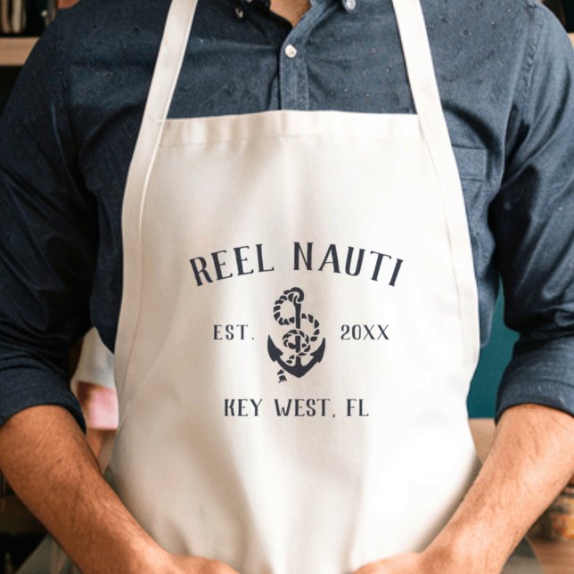 Navy Blue Rustic Anchor Custom Boat Name Standard Apron (Creator Uploaded)