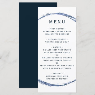 Navy Blue Rustic Circle Ampersand Wedding Menu