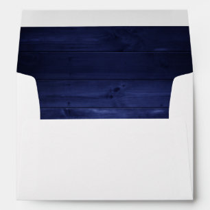 Navy Blue Rustic Country Wood Wedding Envelope