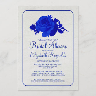 Navy Blue Rustic Floral Bridal Shower Invitations