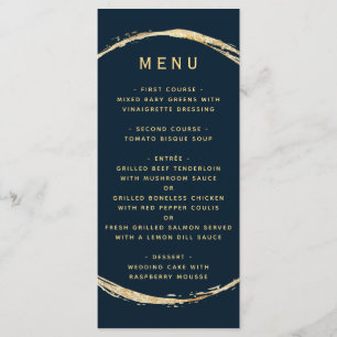 Navy  Blue Rustic Gold Circle Ampersand Wedding Menu