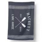 Navy Blue Rustic Oars Personalised Lake House
