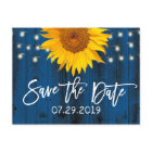 Navy Blue Rustic Sunflower Wedding Save the Date