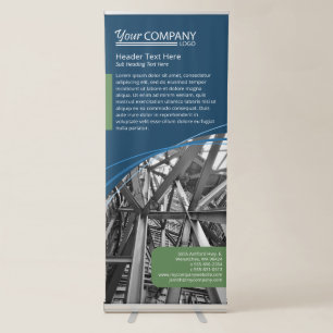 Navy Blue, Sage Green Vertical Retractable Banner