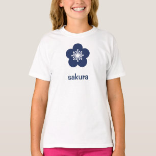 Navy Blue Sakura Blossom Silhouette T-Shirt