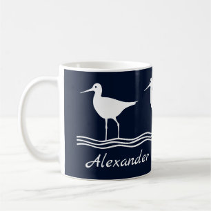 Navy Blue Sandpipers on white Coffee Mug