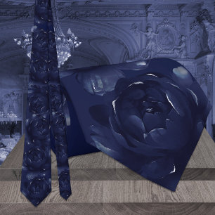 Navy Blue Sapphire Peony Wedding Tie