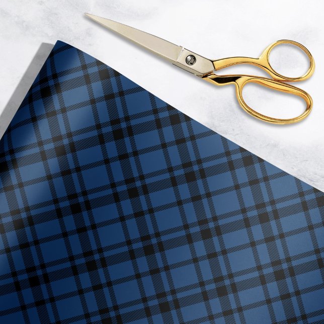 Navy Blue Scottish Tartan Plaid Holiday Wrapping Paper (Creator Uploaded)