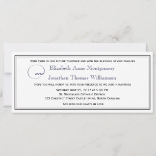 Navy Blue Script Christian Wedding Invitation