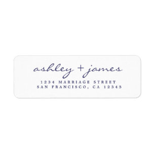 Navy Blue Script Elegant Wedding Return Address