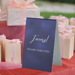 Navy blue script favour sign