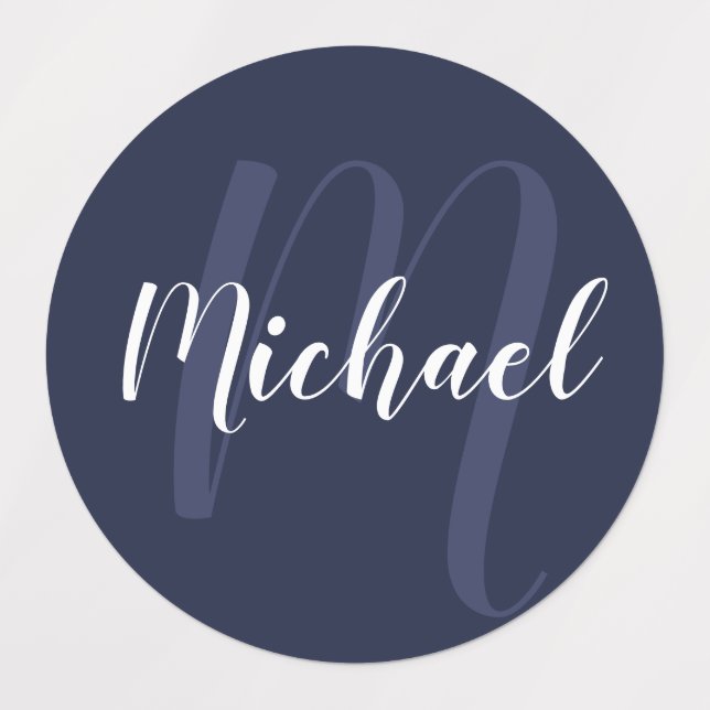 Navy Blue Script Personalised Monogram and Name (Design 1)