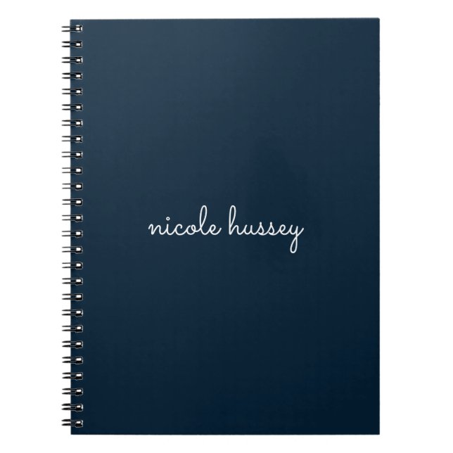 Navy Blue Script | Stylish Monogram Modern Notebook (Front)