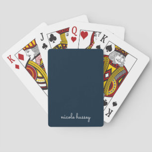 Navy Blue Script   Stylish Monogram Modern Playing Cards
