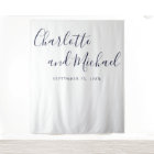 Navy Blue Script Wedding Photo Booth Backdrop