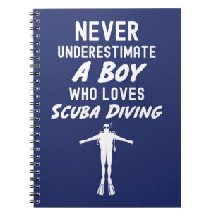 Navy Blue Scuba Diving Gifts For Boy Diver For Kid Notebook