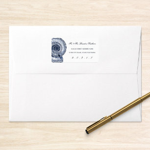Navy Blue Sea Shell Address Label