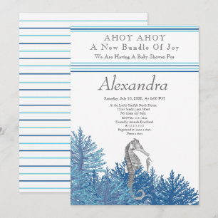 Navy Blue Seahorse Ahoy it's a boy Baby Shower