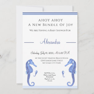 Navy Blue Seahorse Ahoy it's a boy Baby Shower