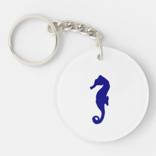 Navy Blue Seahorse Key Ring