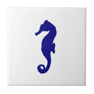 Navy Blue Seahorse Tile