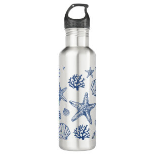 Navy Blue Seashell Pattern  710 Ml Water Bottle