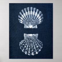 Navy Blue Seashell Print no. 9 Beach Wall Decor