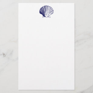 Navy Blue Seashell Stationery