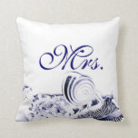 Navy Blue Seashells Mr. & Mrs. Pillow Set of Two<br><div class="desc">Simple Artistic Navy Blue Seashells Wedding Mrs. Pillow,  a set of two. See Mr. here:</div>
