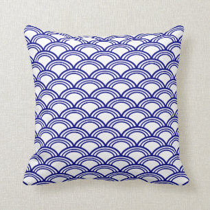 Navy Blue Seigaiha Pattern Cushion
