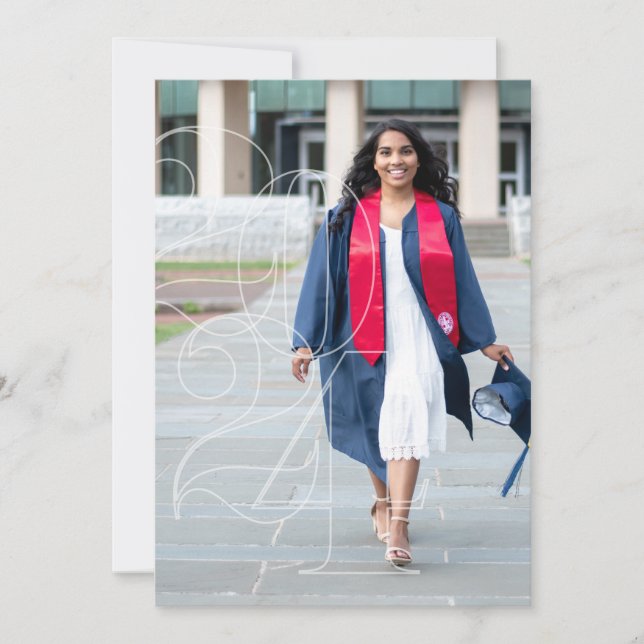 Navy Blue Senior Photo Graduation Announcement (Front)