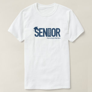Navy Blue SENIOR with Graduation Cap T-Shirt