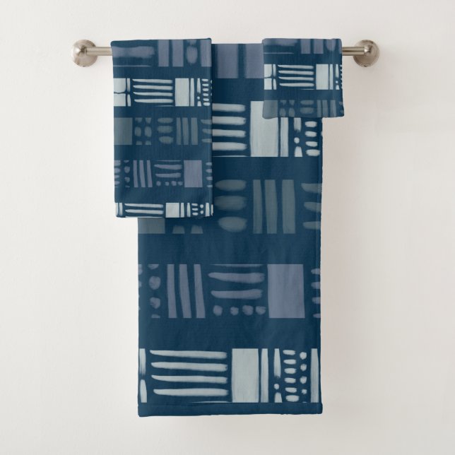 Navy Blue Shades Patterned Towel (Insitu)