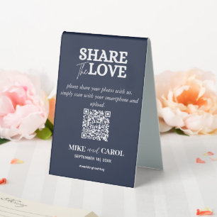 Navy Blue Share The Love Photo Qr Code Wedding
