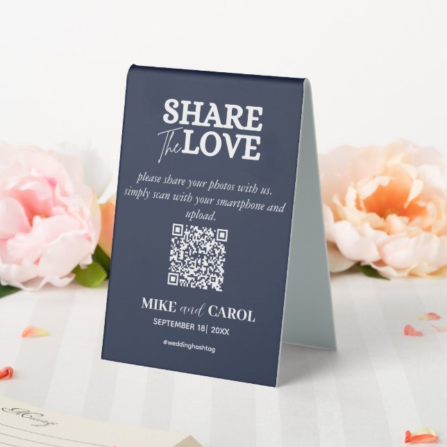 Navy Blue Share The Love Photo Qr Code Wedding (In SItu (Wedding))