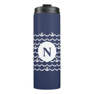 Navy Blue Shark Fin Monogram Mug