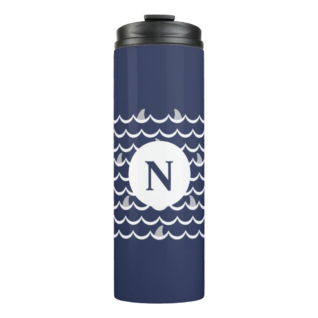 Navy Blue Shark Fin Monogram Mug (Front)