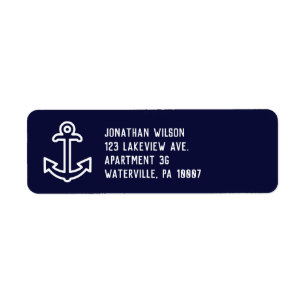 Navy Blue Ship Anchor Return Address Labels