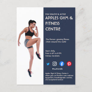 Navy Blue Sidebar Photo gym personal trainer fit F Postcard