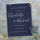 Navy Blue Signature Wedding Save the Date Card<br><div class="desc">Featuring signature style names,  this elegant navy blue save the date card can be personalised with your special event details in stylish white lettering. Designed by Thisisnotme©</div>