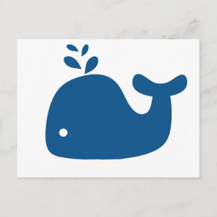 Navy Blue Silhouette Whale Postcard