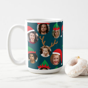 Navy Blue Silly Christmas Hat Six Photo Collage Coffee Mug