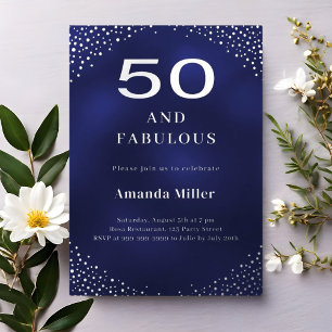 Navy blue silver 50th fabulous birthday