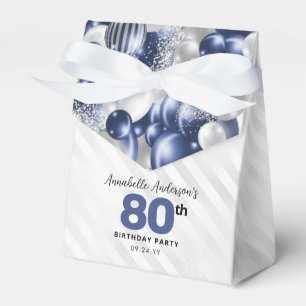 Navy Blue Silver Balloon Glitter Favour Birthday Box