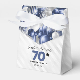 Navy Blue Silver Balloon Glitter Favour Birthday Favour Box