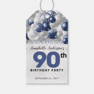 Navy Blue Silver Balloon Glitter Favour Birthday Gift Tags