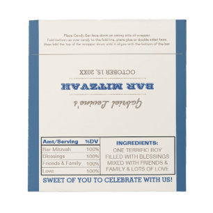 Navy Blue & Silver Bar Mitzvah Candy Wrappers Notepad