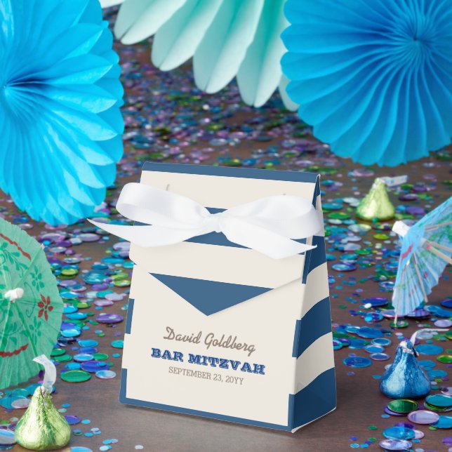 Navy Blue & Silver Bar Mitzvah Favour Box (Party)