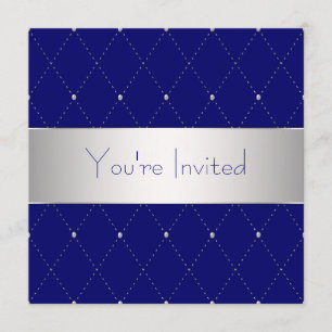 Navy Blue Silver Blue Corporate Party Invitation