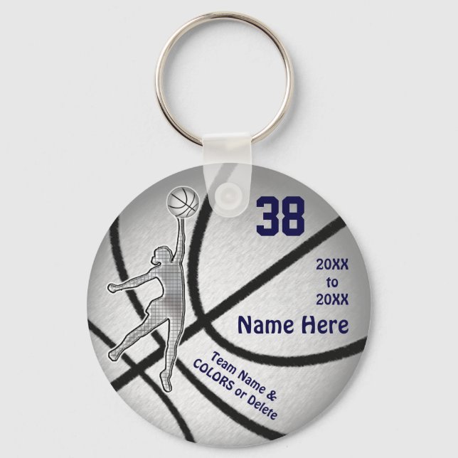 Navy Blue Silver CHEAP GIRLS, Basketball Goodies,  Key Ring (Front)